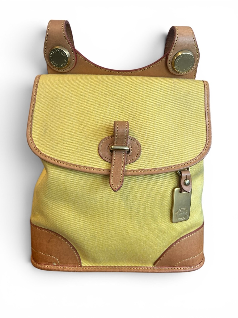 Dooney & Bourke Vintage Cabriolet Yellow Leather Bag Buckle Closure